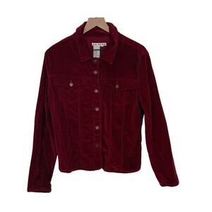 A.M.I. Woman's Size Large Burgundy Maroon Vintage Y2K Corduroy Collared Jacket